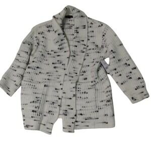 Liverpool Los Angeles‎ Open Front Knit Cardigan Sweater Cream Black Size M